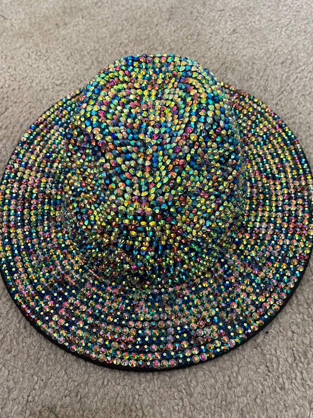 Rhinestone Multicolor Wide Brim Hat - Women's Sparkle Accessory